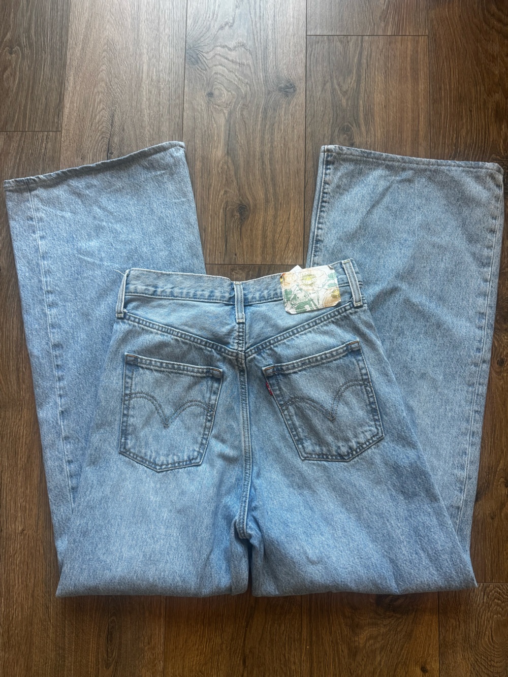 Levi's Denim Jeans with Floral Patch - Blue, Green, Yellow